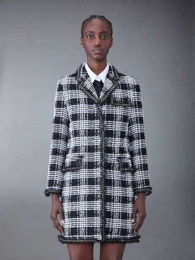 Thom Browne Prince of Wales Chenille Tweed Tuft and Pearl Chesterfield Dress outlook