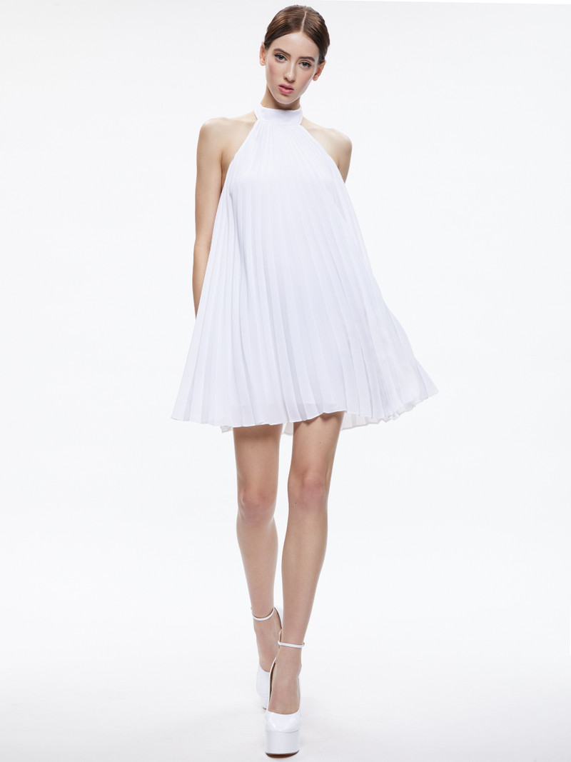 AVIANA HALTERNECK SUNBURST PLEAT MINI DRESS 1