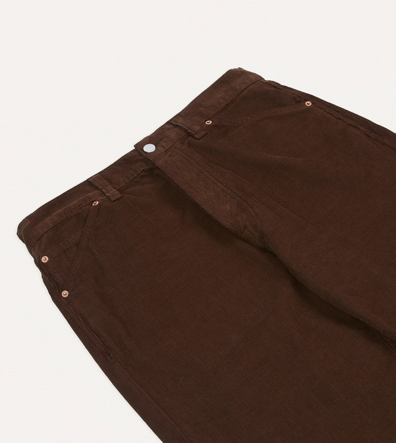 Brown Japanese Selvedge Needlecord Five-Pocket Trousers 4