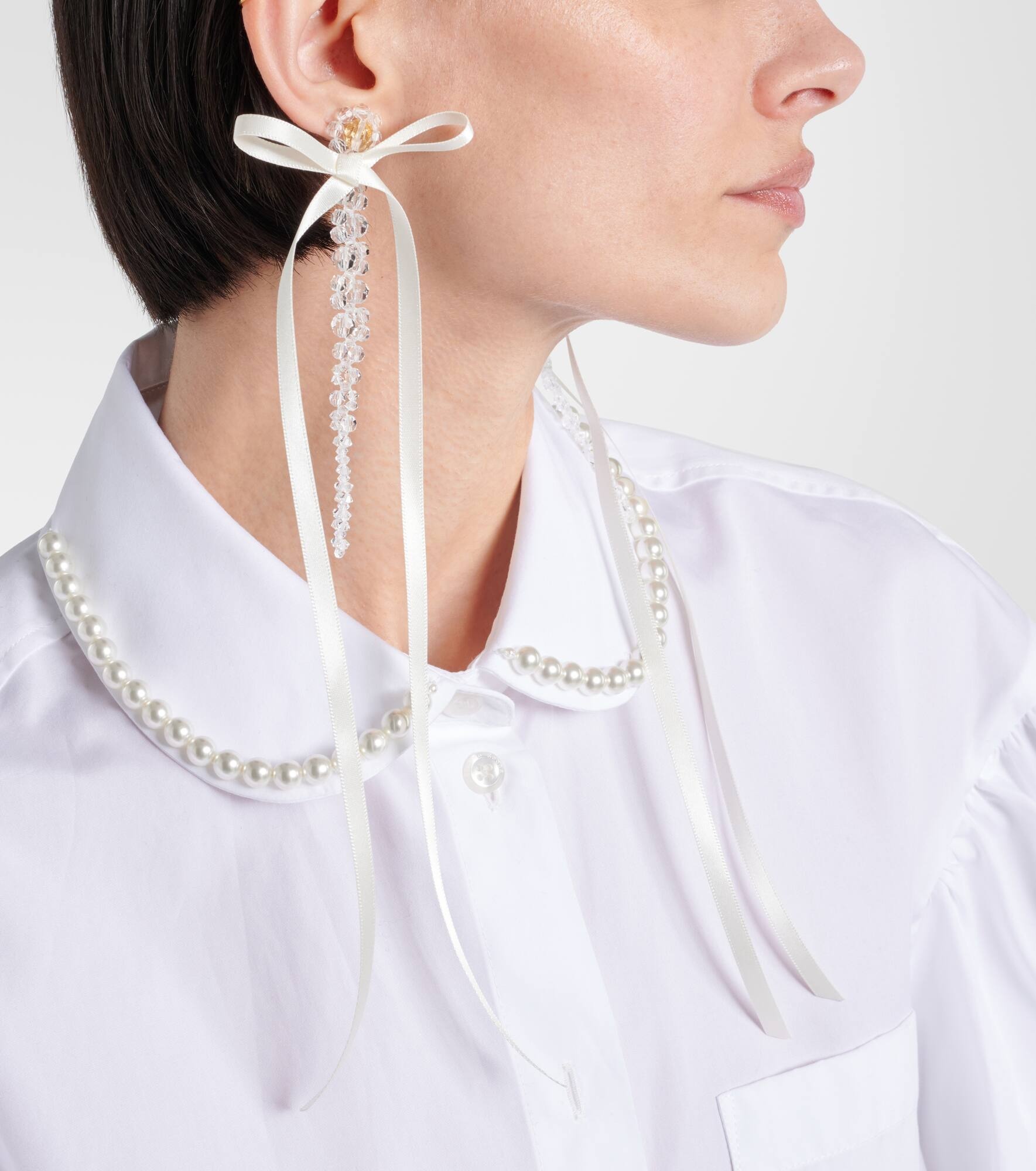 Drip bow-embellished crystal drop earrings - 2