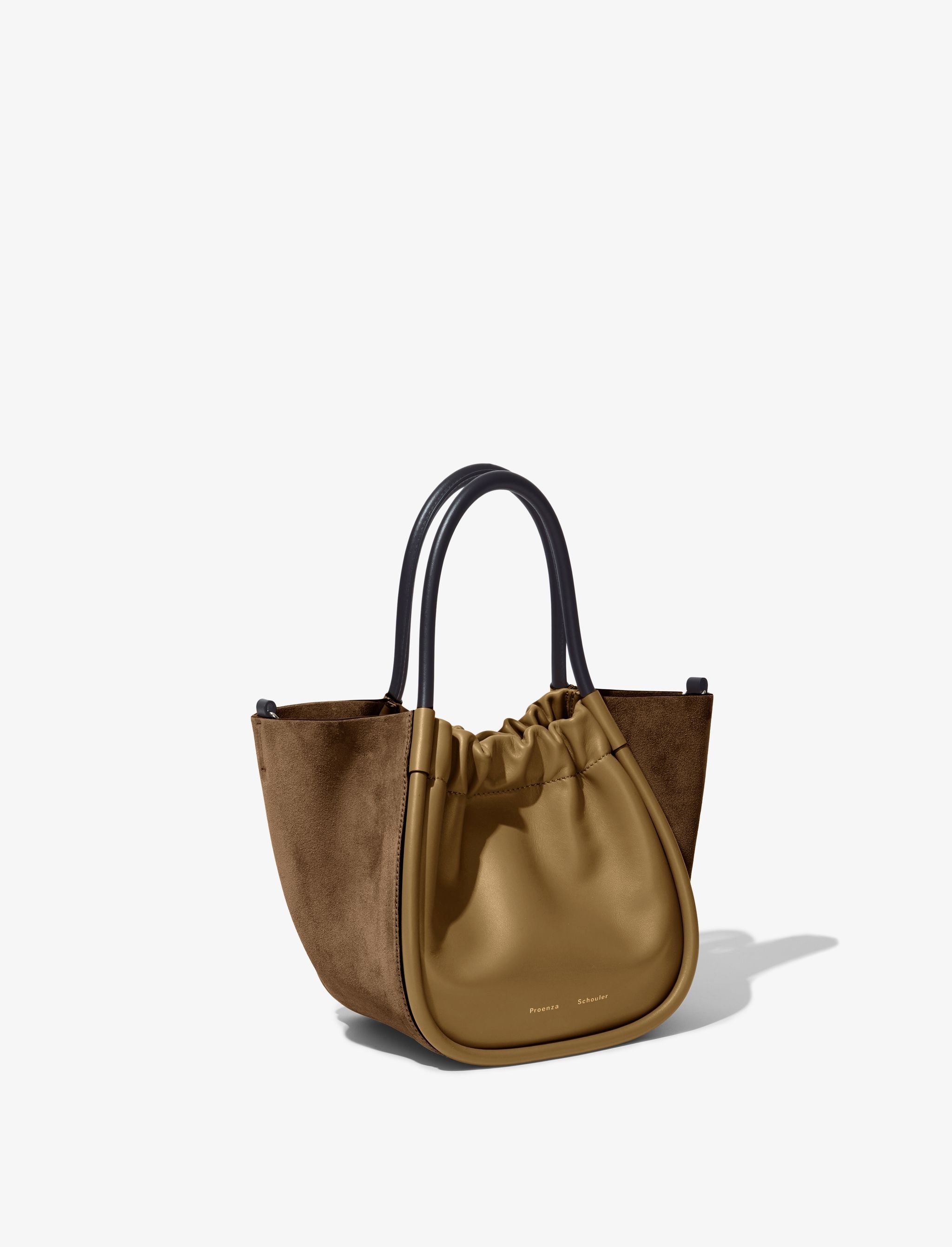 Small Suede Ruched Crossbody Tote - 2