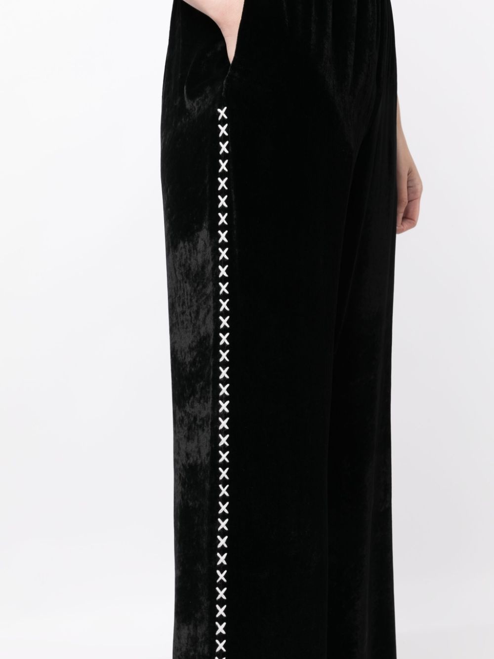 cross-print velvet-finish track pants - 5