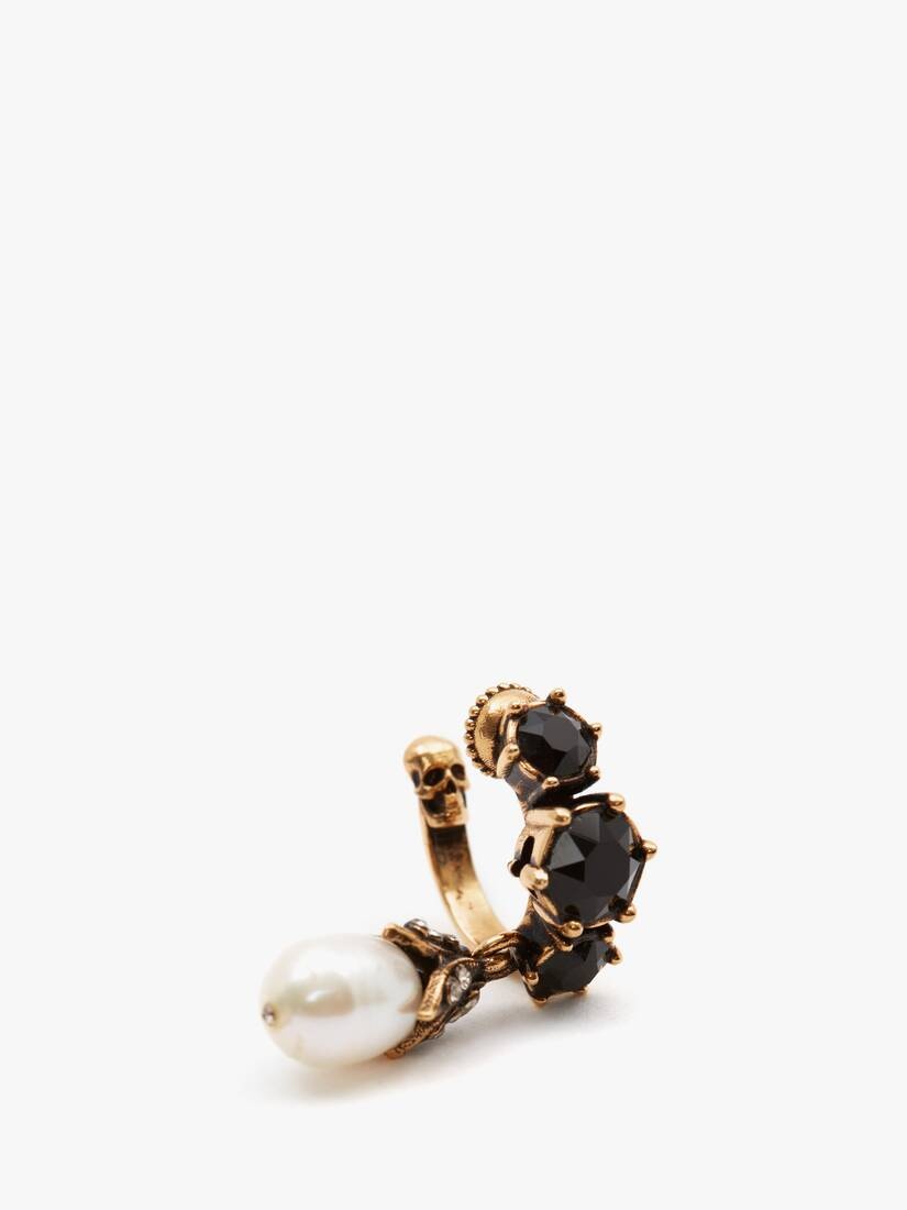 Jewelled Mini Ear Cuff in Antique Gold - 2