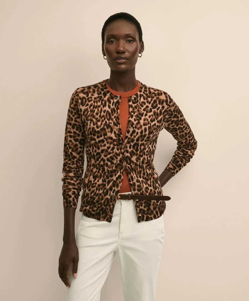 Merino Wool Leopard Motif Cardigan - 1