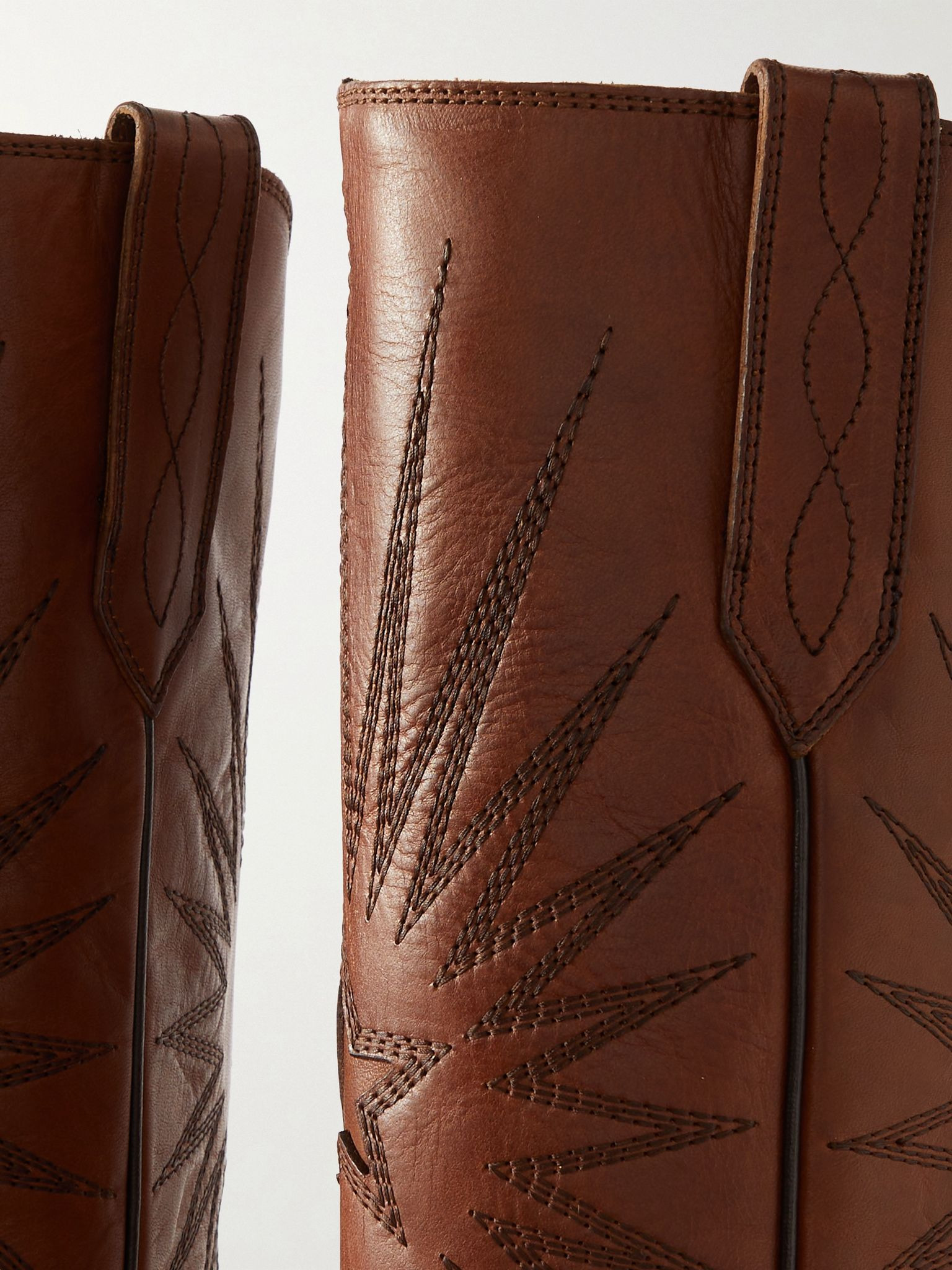 Wish Star embroidered leather cowboy boots Brown - 4