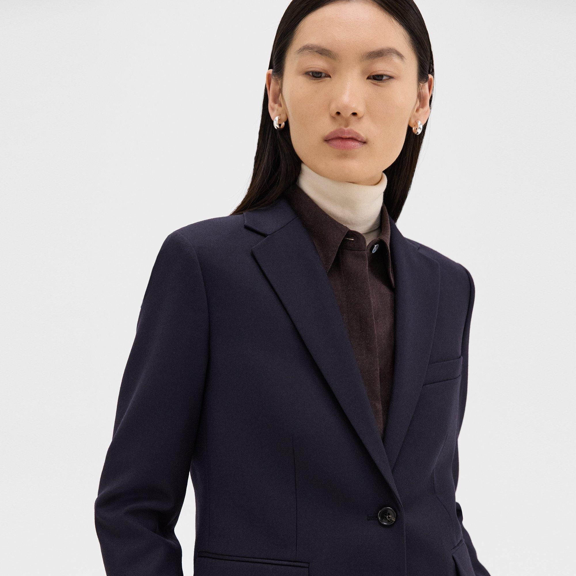 Single-Button Blazer in Sleek Flannel - 5