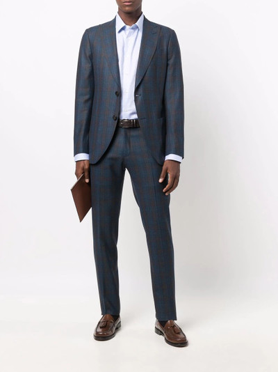 Etro tartan-check single-breasted blazer outlook