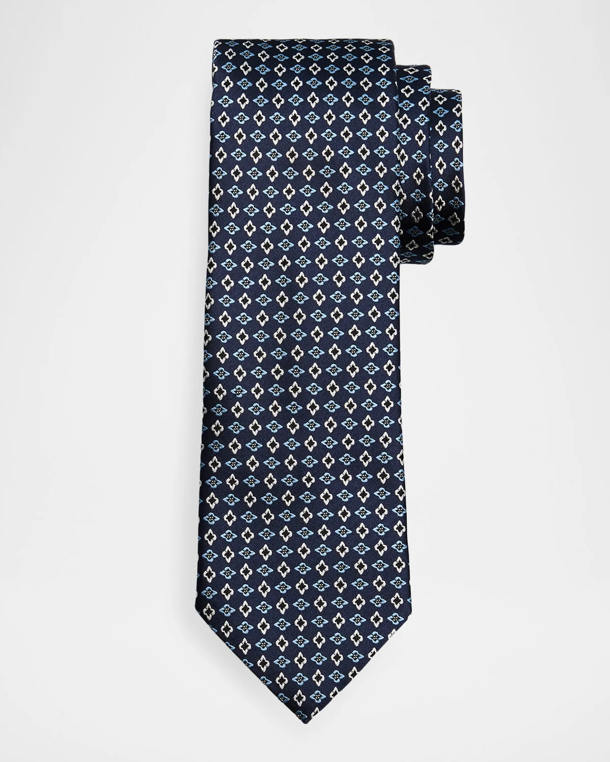 Men & apos;s Floral Geometric Silk Jacquard Tie - 1