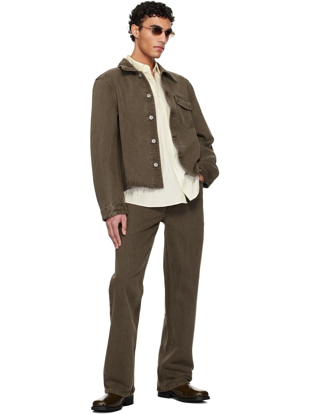 Brown Cut Rebirth Denim Jacket - 4