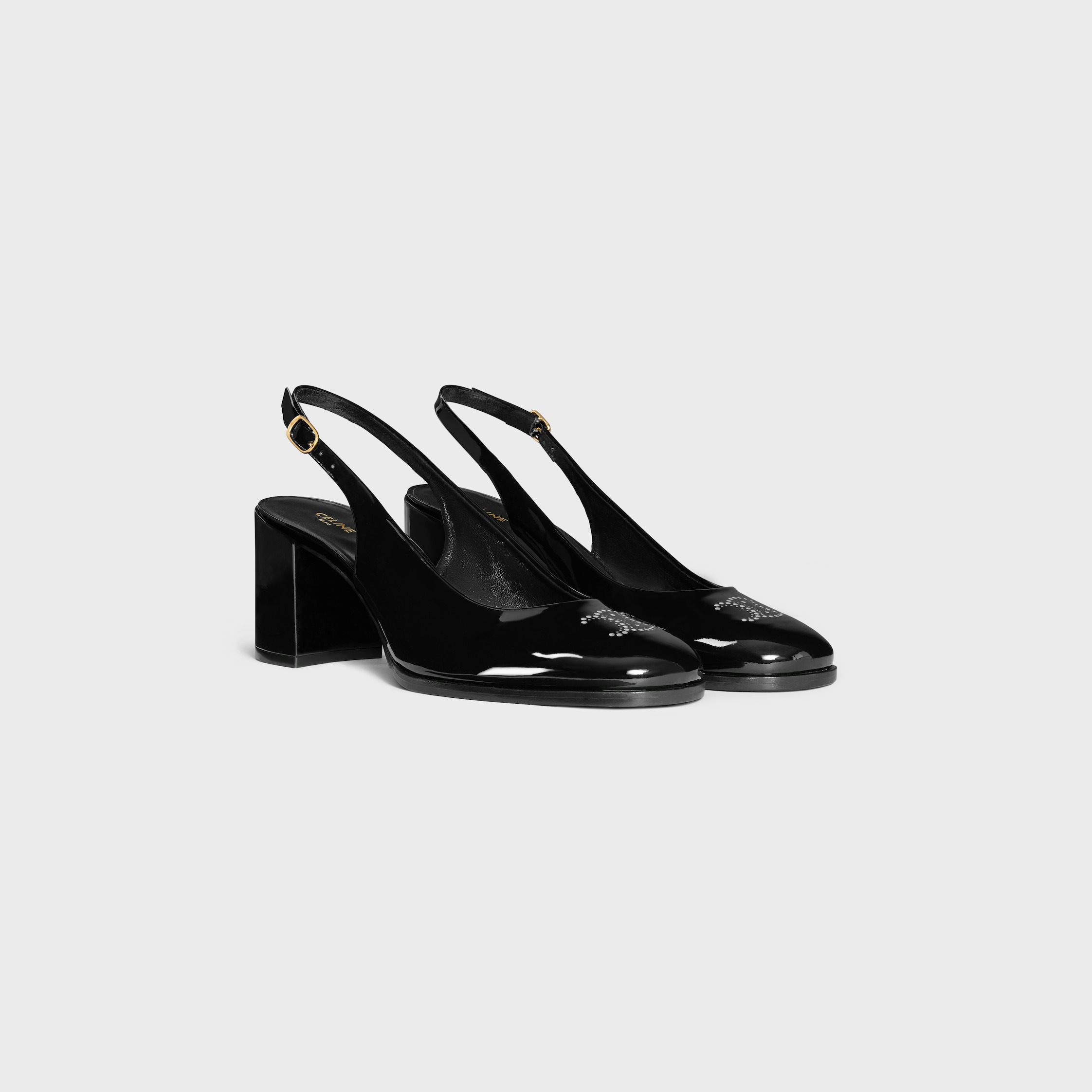 CELINE LILY PERFORATED TRIOMPHE SLINGBACK IN PATENT CALFSKIN - 2