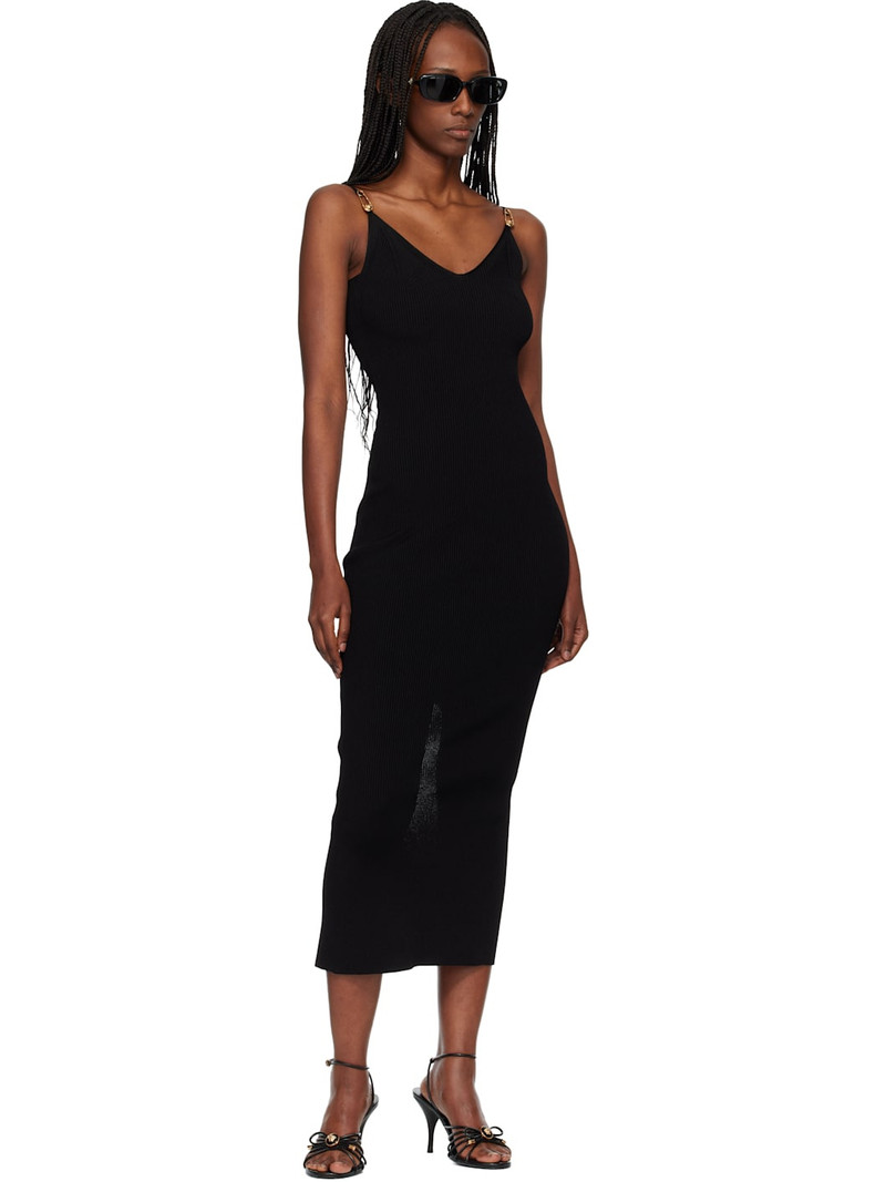 VERSACE Black Viscose Knit Midi Dress outlook