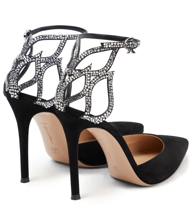 Crystal-embellished suede pumps 3