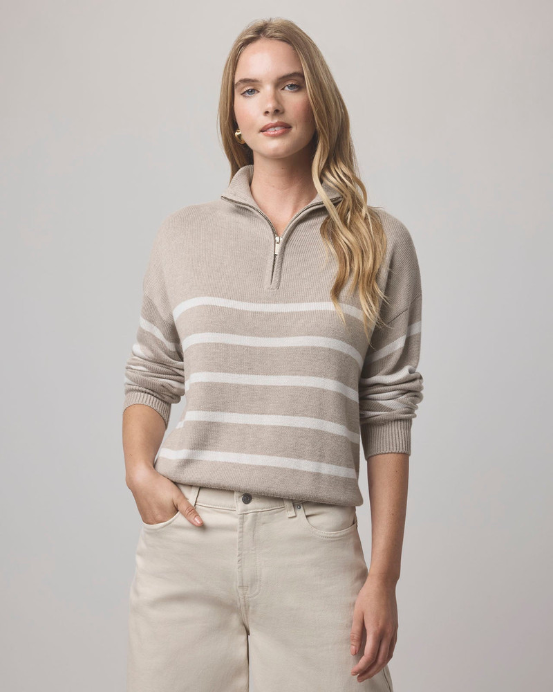 Georgie Stripe Quarter Zip Sweater 1