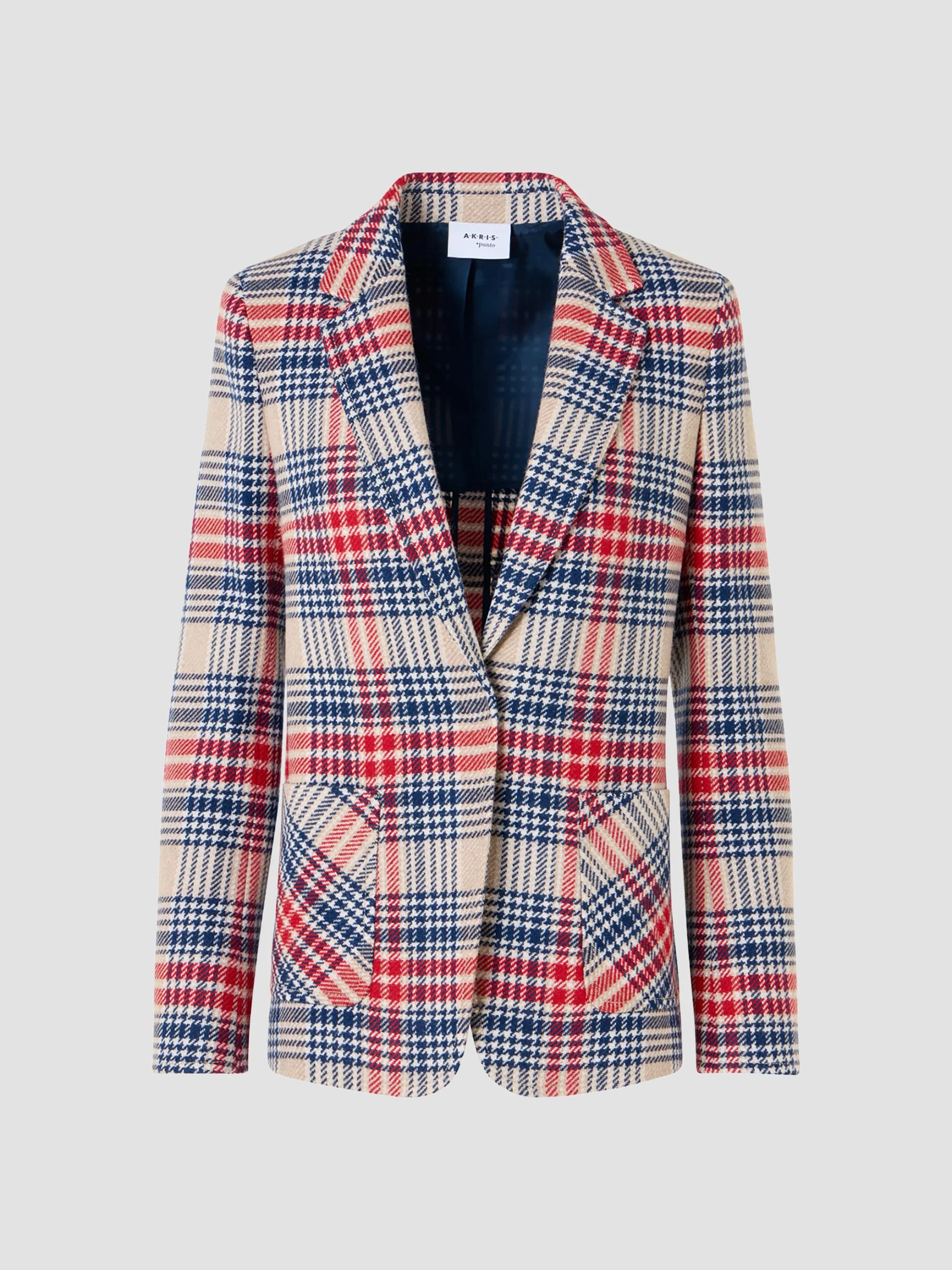 Women's Plaid Wool-Blend Tweed Blazer - Cashew Multicolor - 1