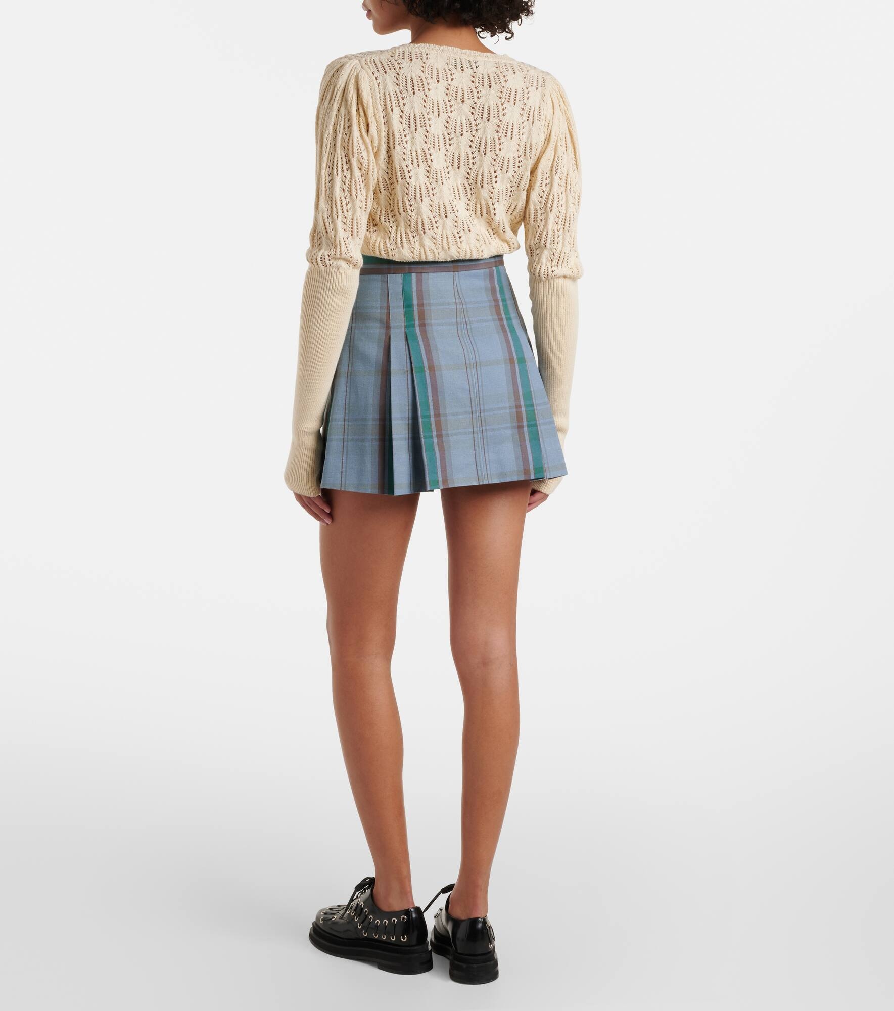 Cut Off tartan cotton and linen miniskirt - 3