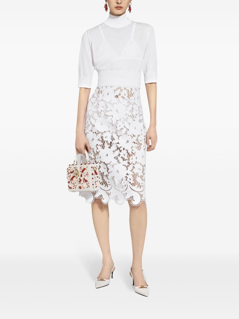 floral-embroidery open-work skirt - 3