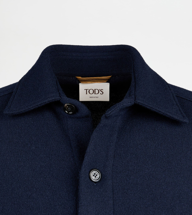 SHIRT JACKET IN CASHMERE BLEND JERSEY - BLUE 3