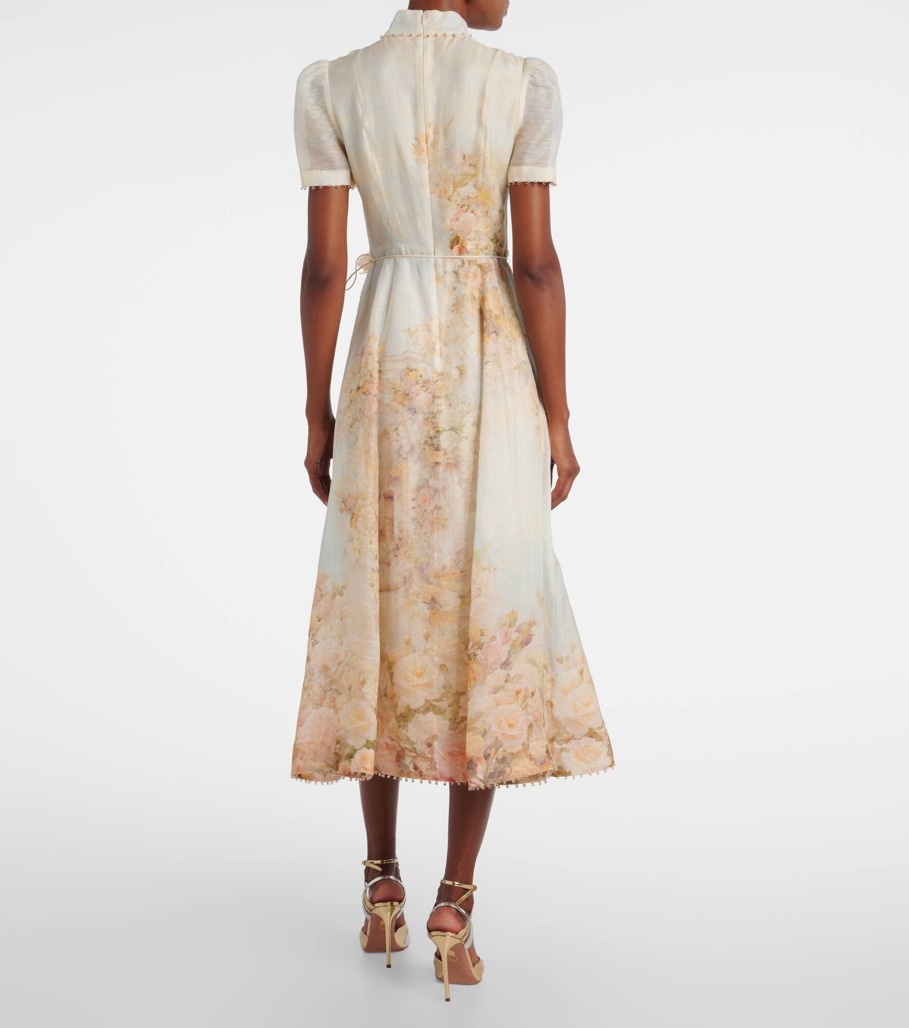 Memento floral linen and silk midi dress - 3