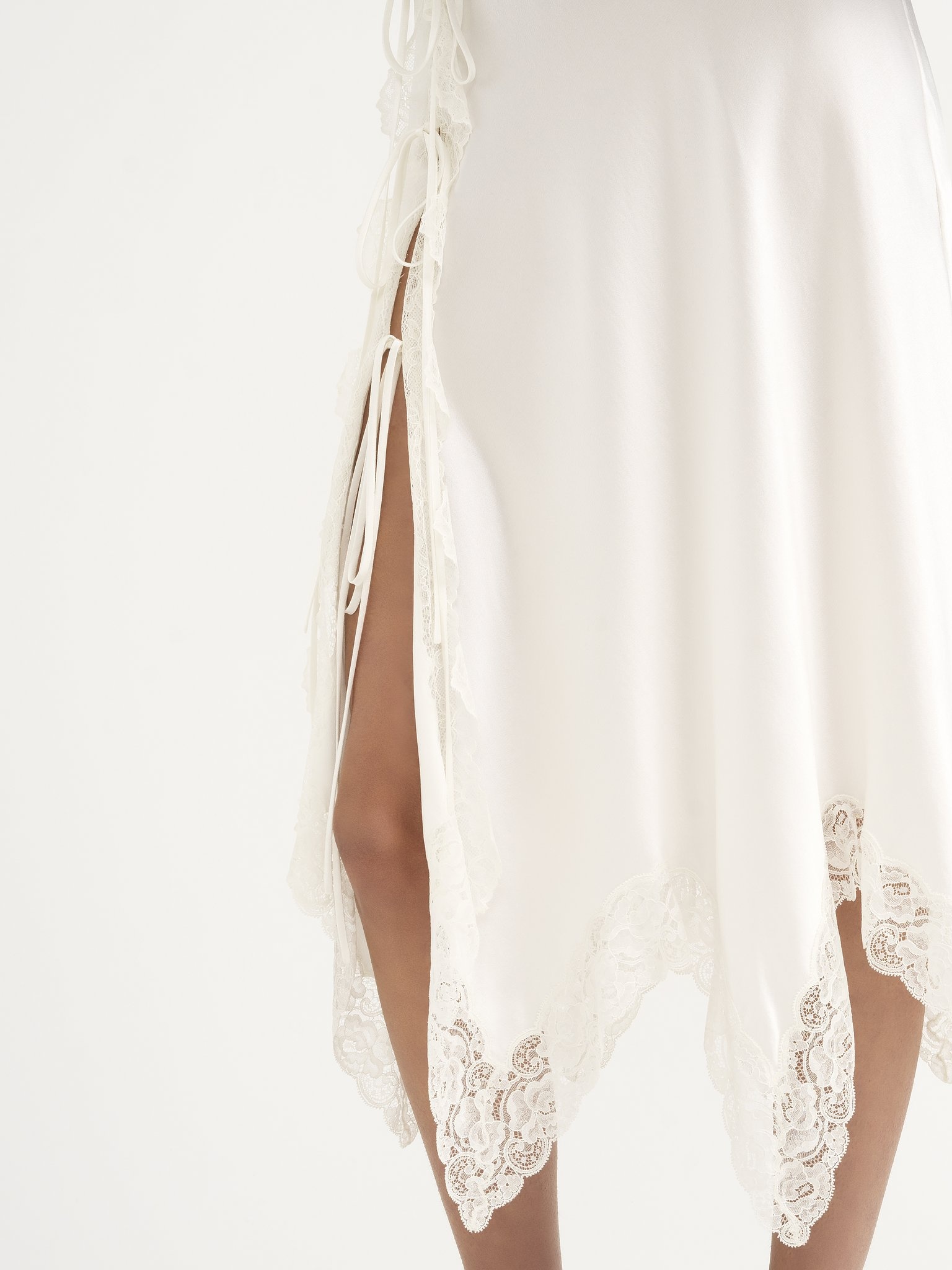 LACE-TRIMMED LINGERIE SKIRT IN SILK SATIN - 7