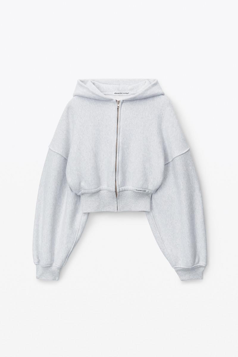 cropped zip up hoodie in classic cotton terry 1