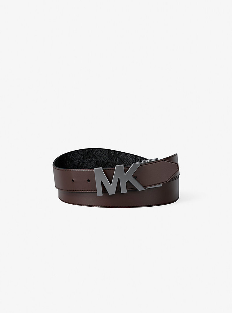 MICHAEL KORS Reversible Logo Embossed Leather Buckle Belt outlook