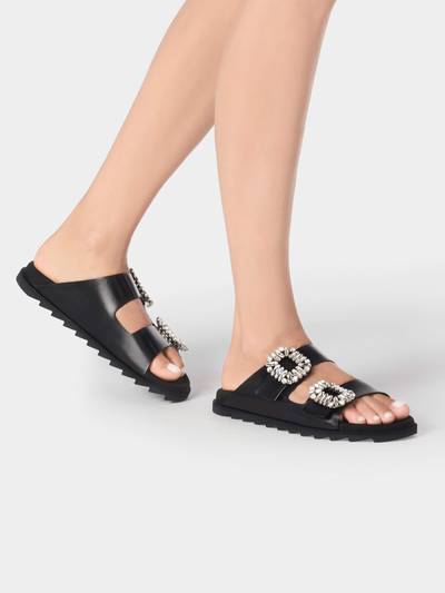Roger Vivier Slidy Viv' Strass Buckle Mules in Leather outlook