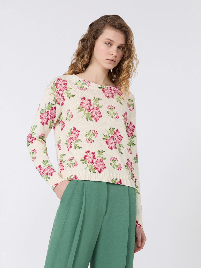 EDITTO Floral printed cotton jumper - ECRU 3
