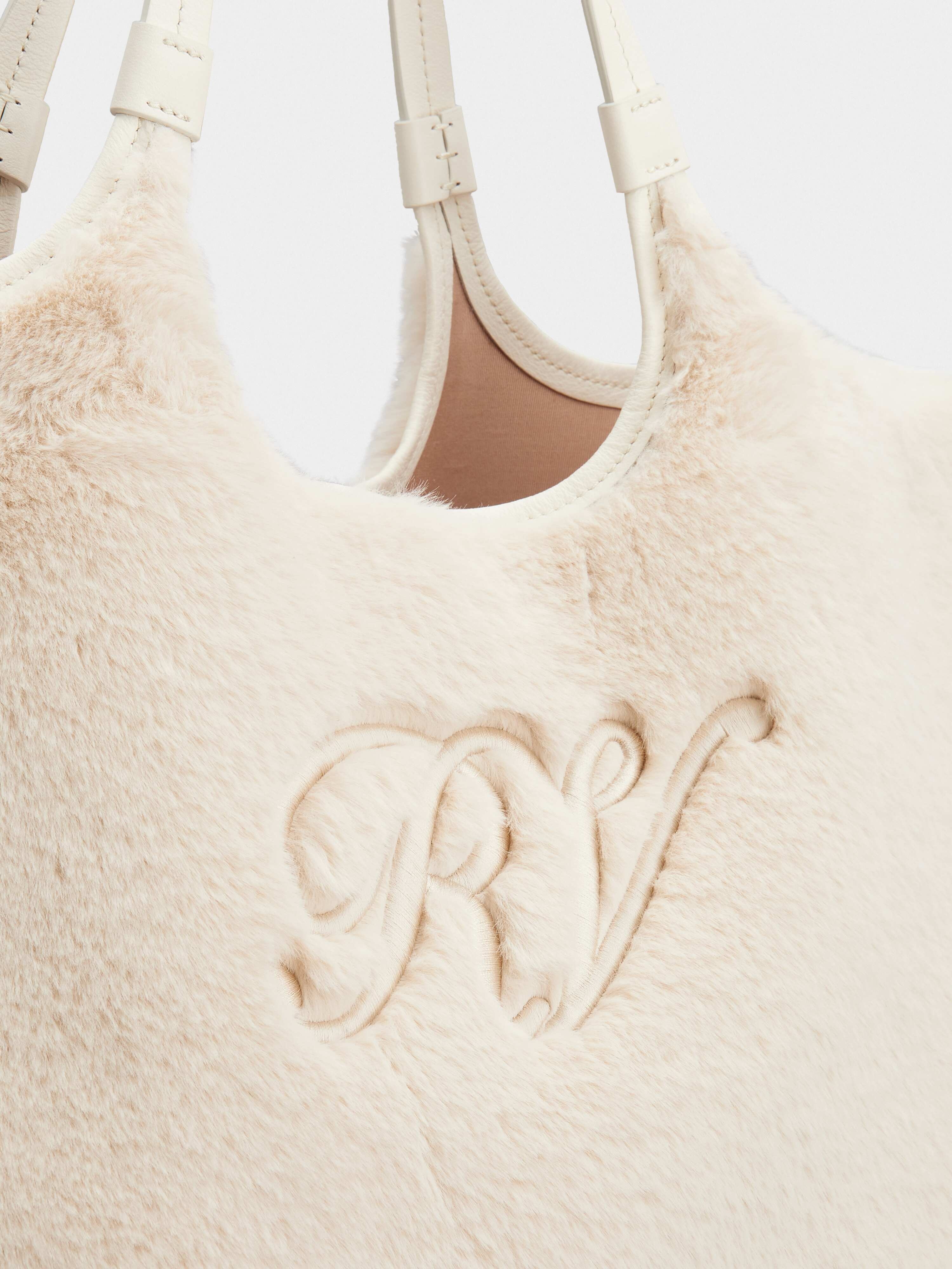 Grand Vivier Fur Embroidery Medium Shopping Bag in Fabric - 6