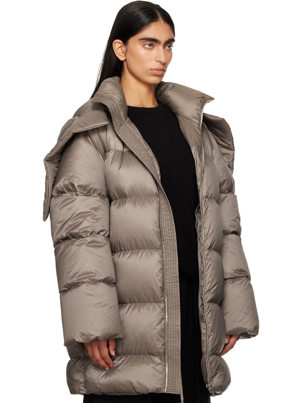 Moncler + Rick Owens Gray Hooded Cyclopic Down Jacket - 2