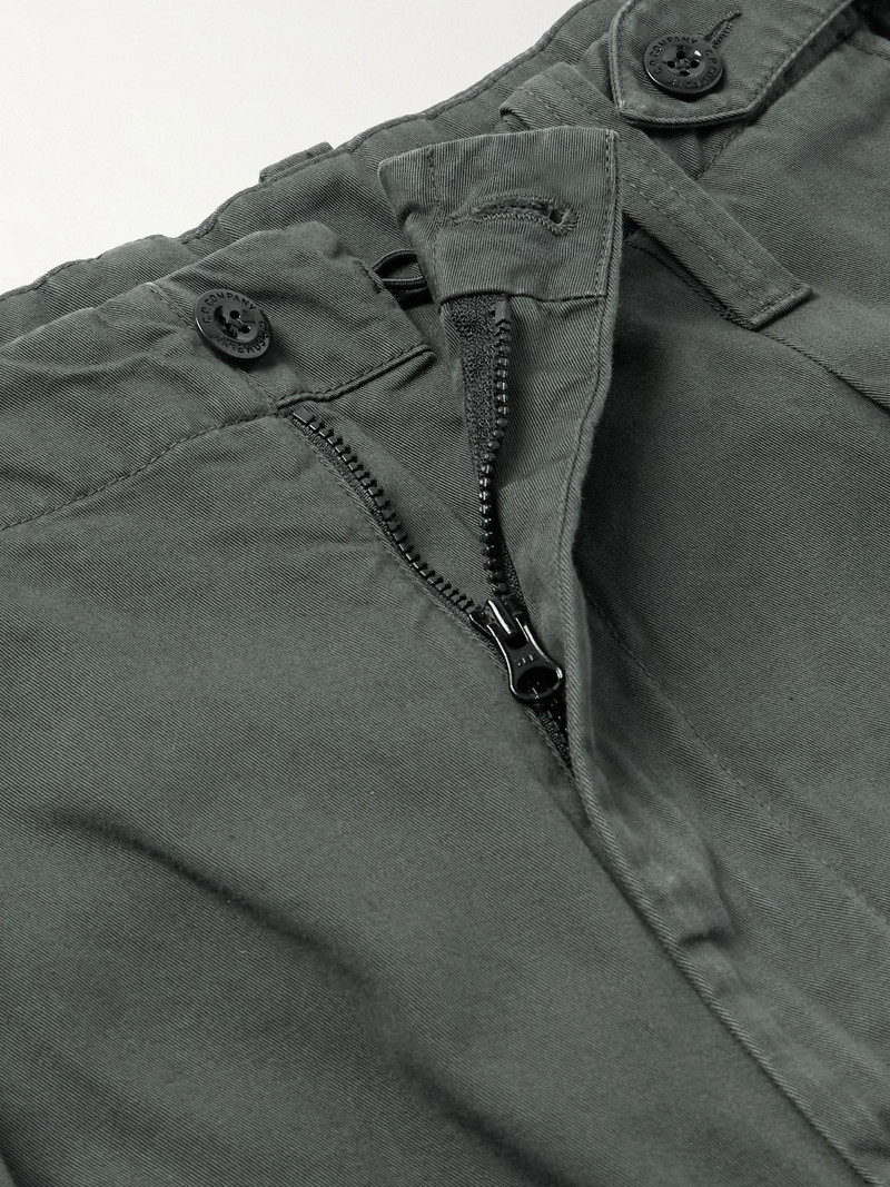 Wide-Leg Pleated Cotton-Gabardine Cargo Trousers Gray 6