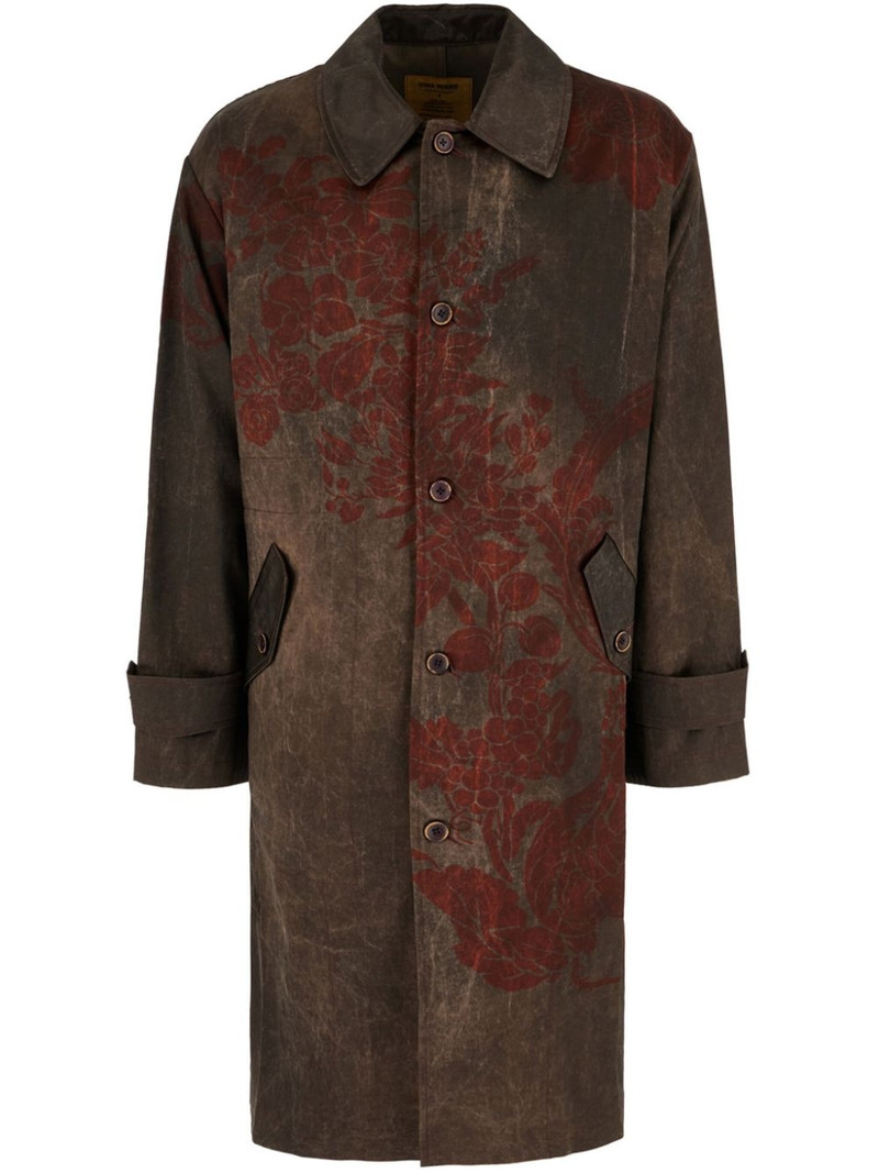 floral-print trench coat 1