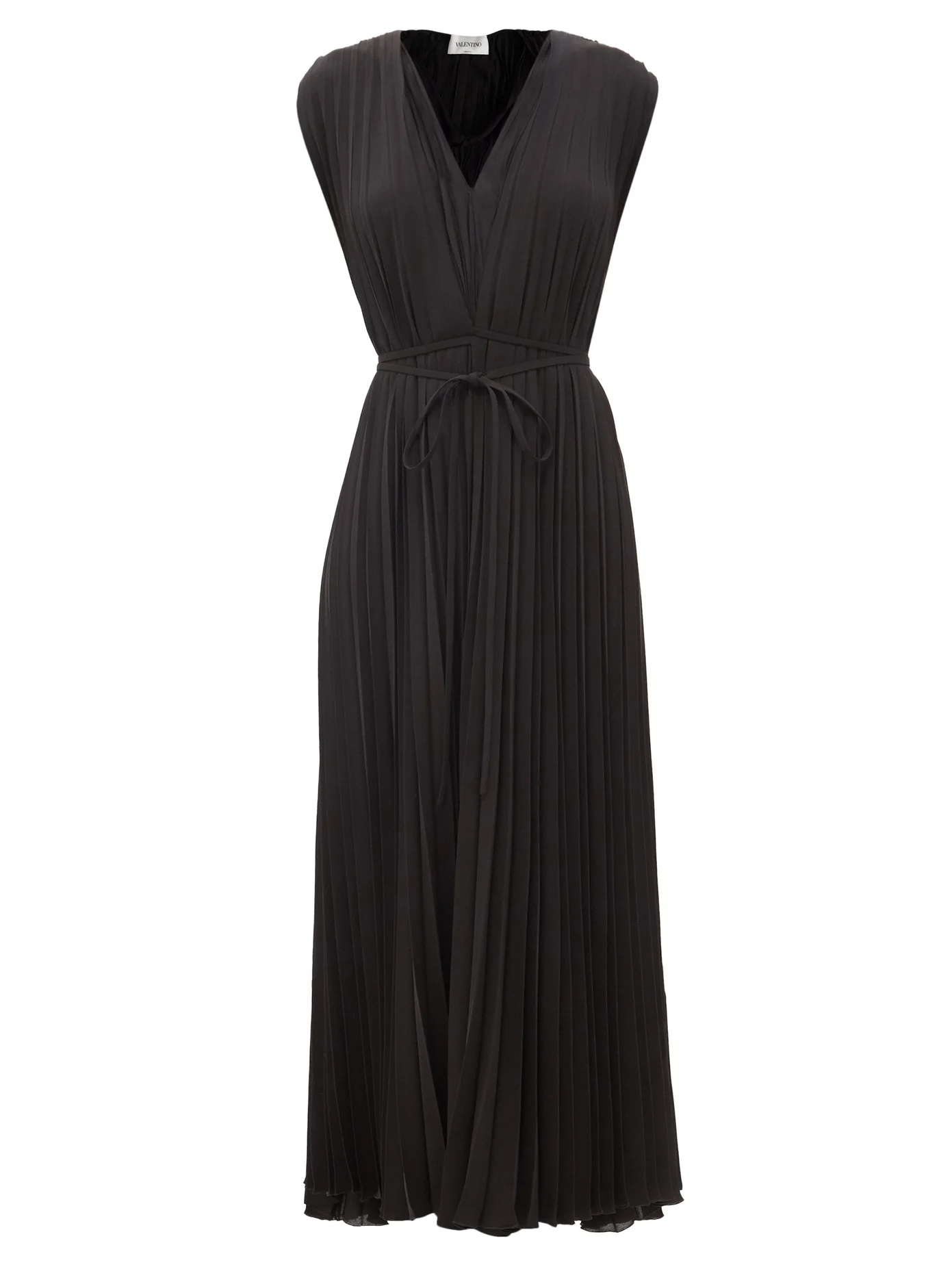 Pleated silk-georgette midi dress - 1