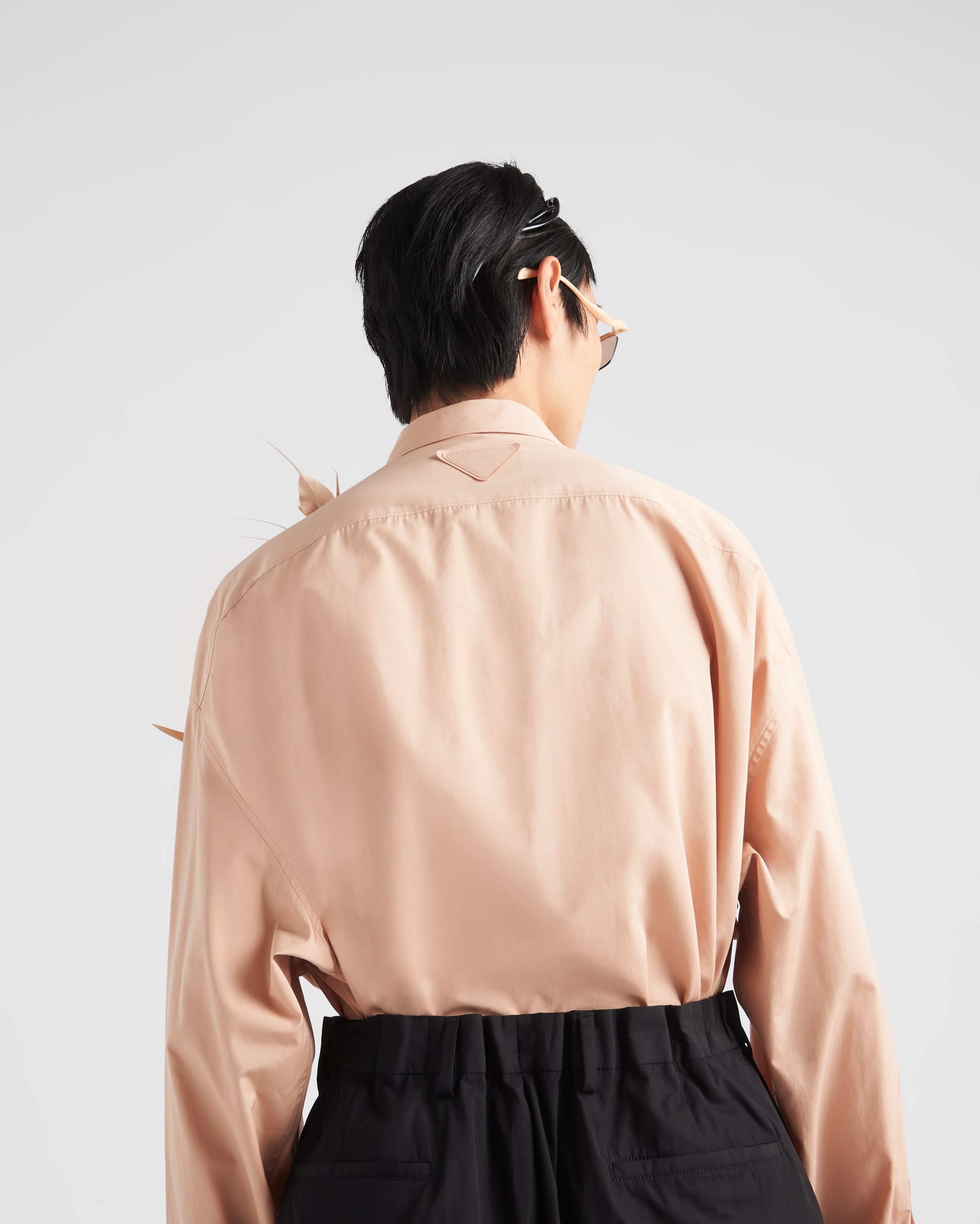 Cotton shirt with floral appliqués - 6