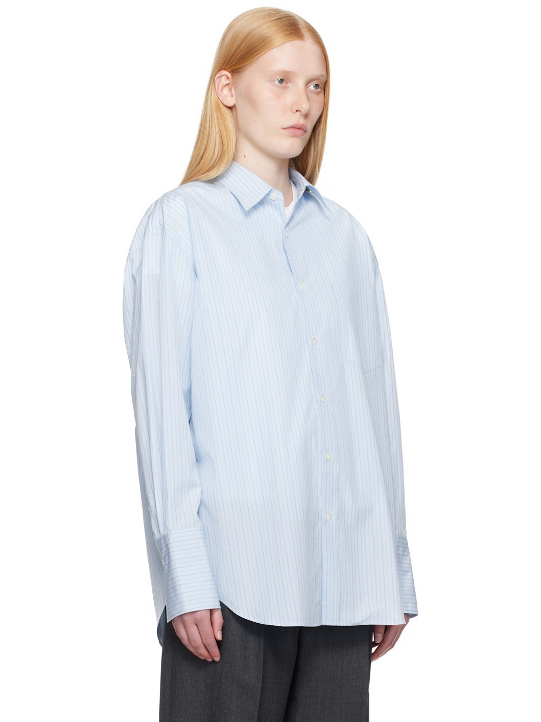 Blue Suvin High Count Cloth Stripe Shirt - 2