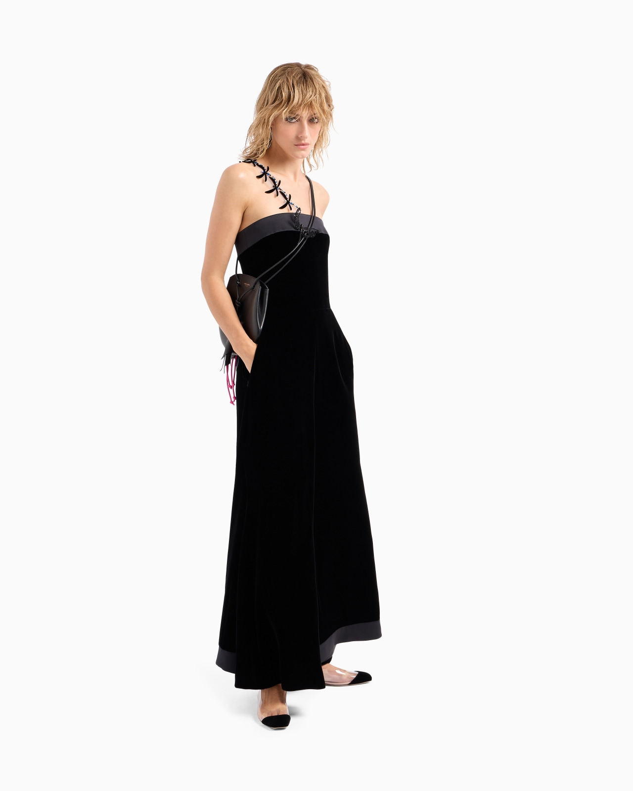 VELVET BUSTIER DRESS WITH EMBROIDERY - 2