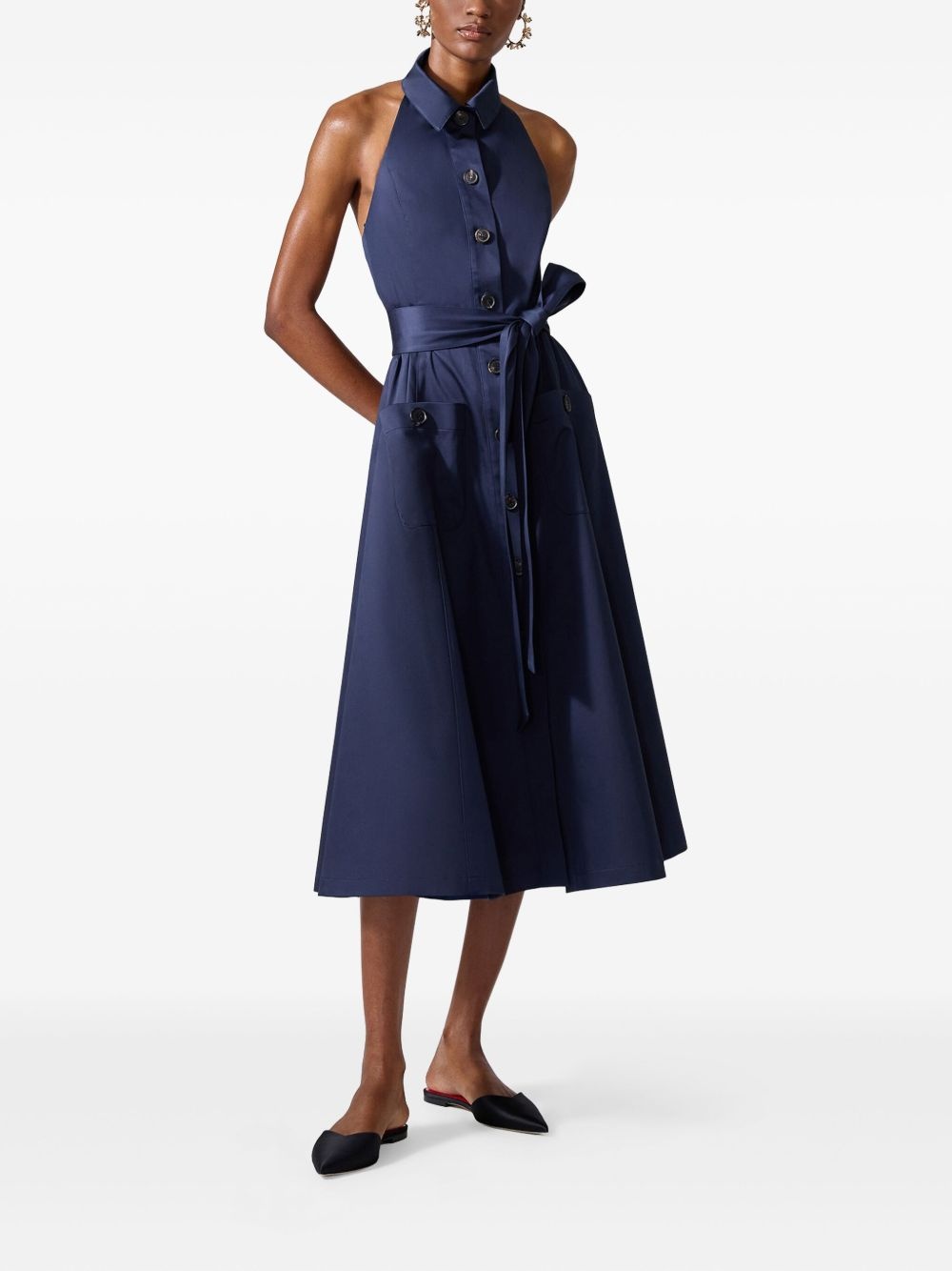 buttoned halterneck dress - 2