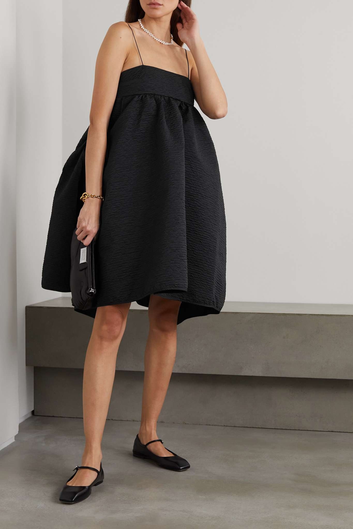 CECILIE BAHNSEN Lisbeth gathered matelassé crepe dress | REVERSIBLE