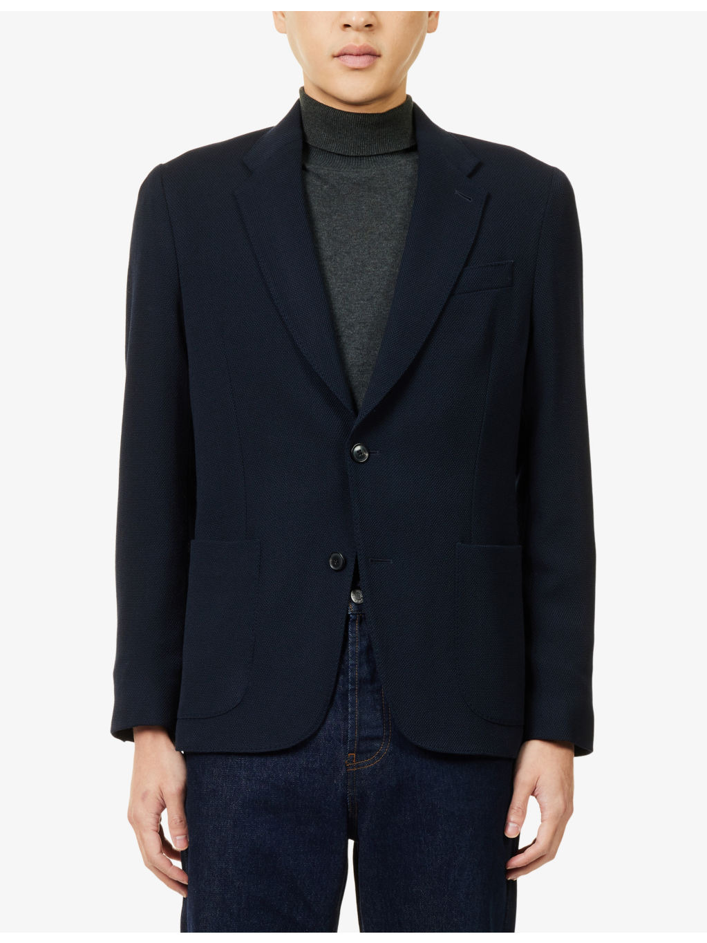 Birdseye Notched-Lapel Wool-Cashmere Blend Jacket - 4