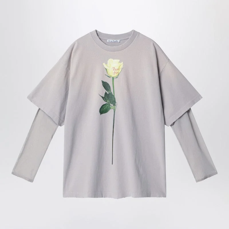 Acne Studios Light Grey Layered Structure T-Shirt Women - 1