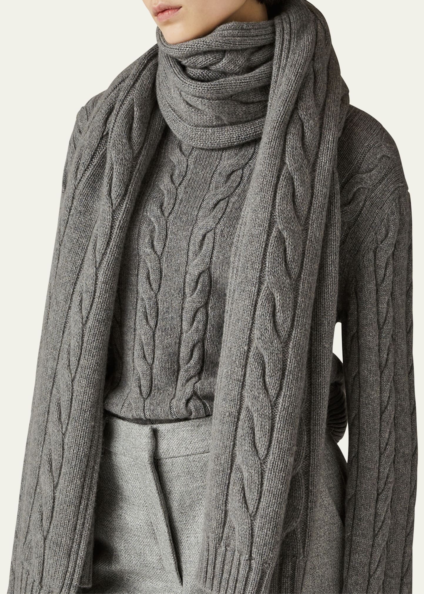 Cashmere Cable Knit Scarf - 2