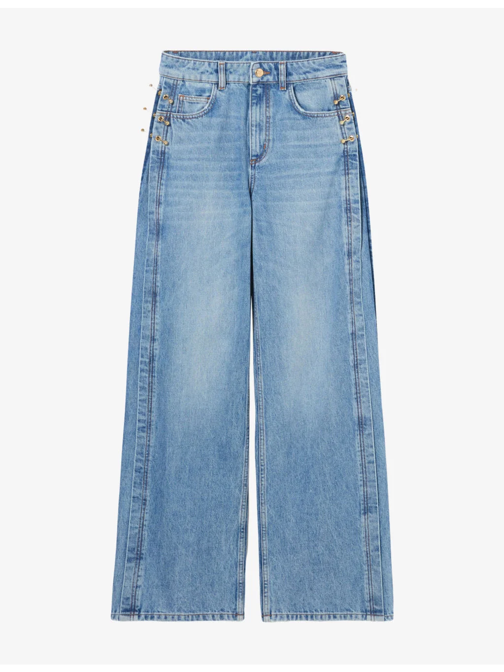 Cut-Out Straight-Leg Denim Jeans - 1