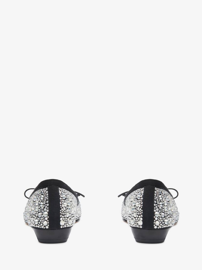 Alexander McQueen Women's Armadillo Ballet Flat in Crystal/black outlook