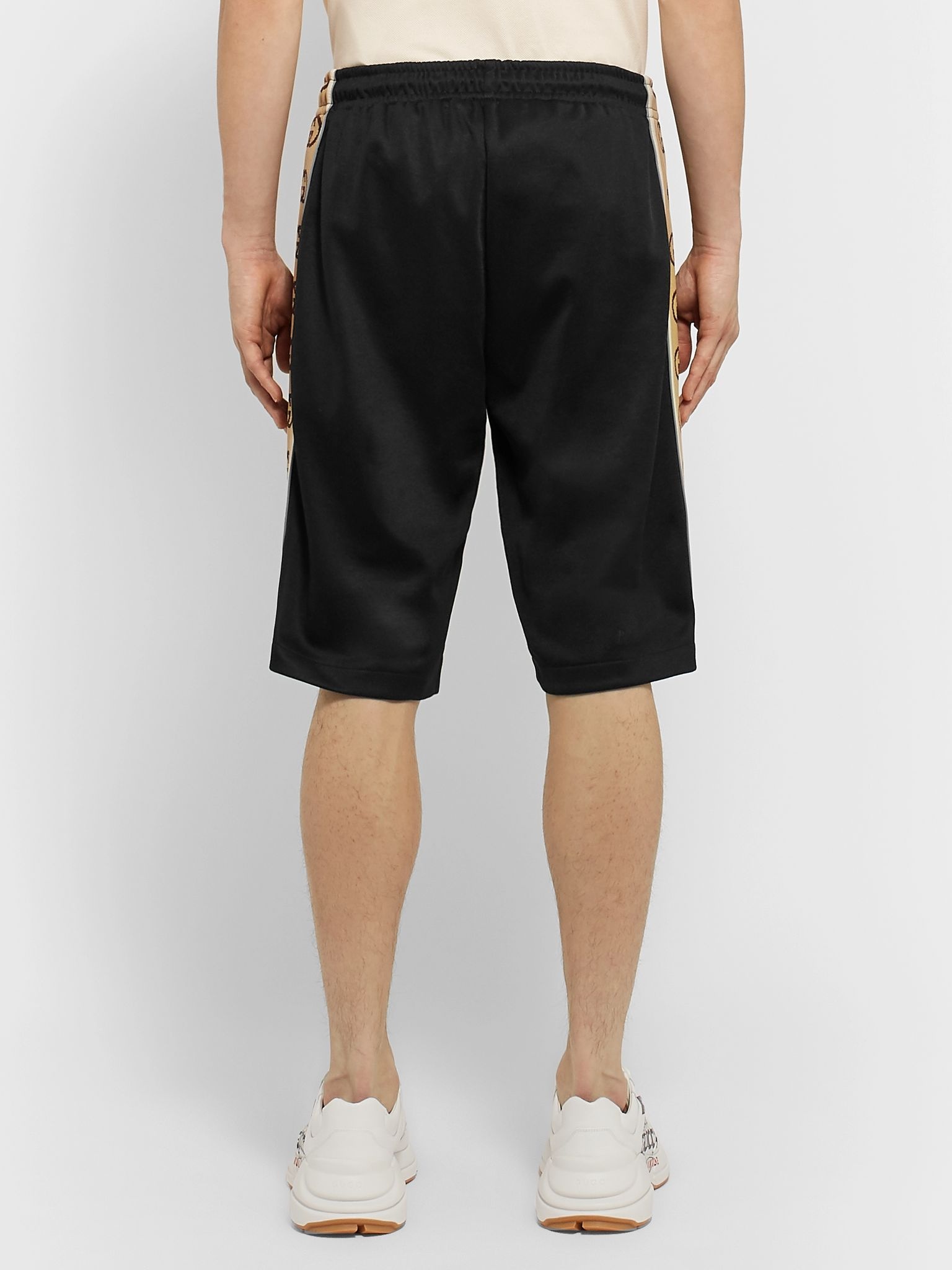 Wide-Leg Logo-Jacquard Webbing-Trimmed Tech-Jersey Drawstring Shorts - 5