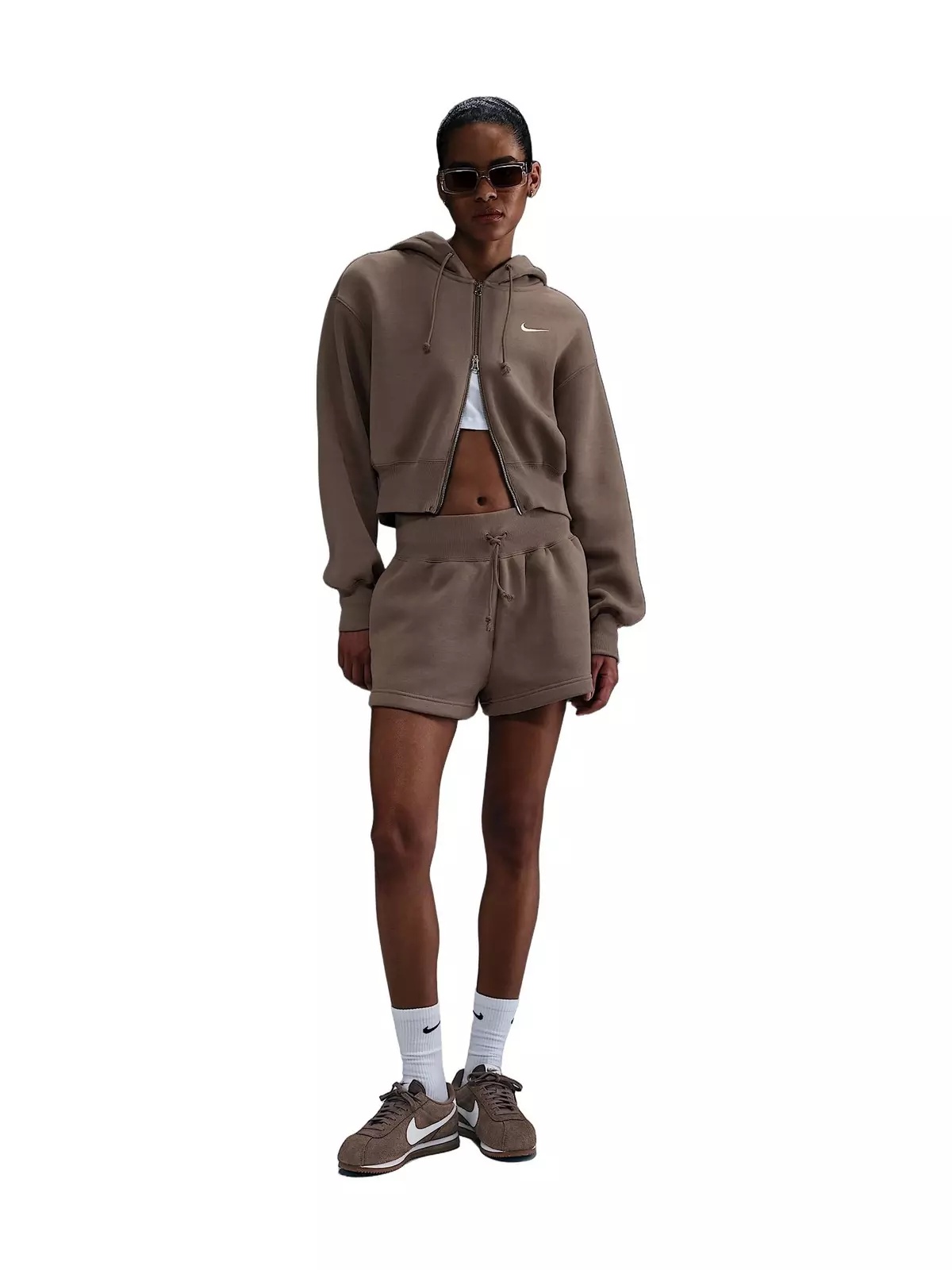 Women's Sportswear Phoenix Fleece High-Waisted Loose Shorts - Brown - 4