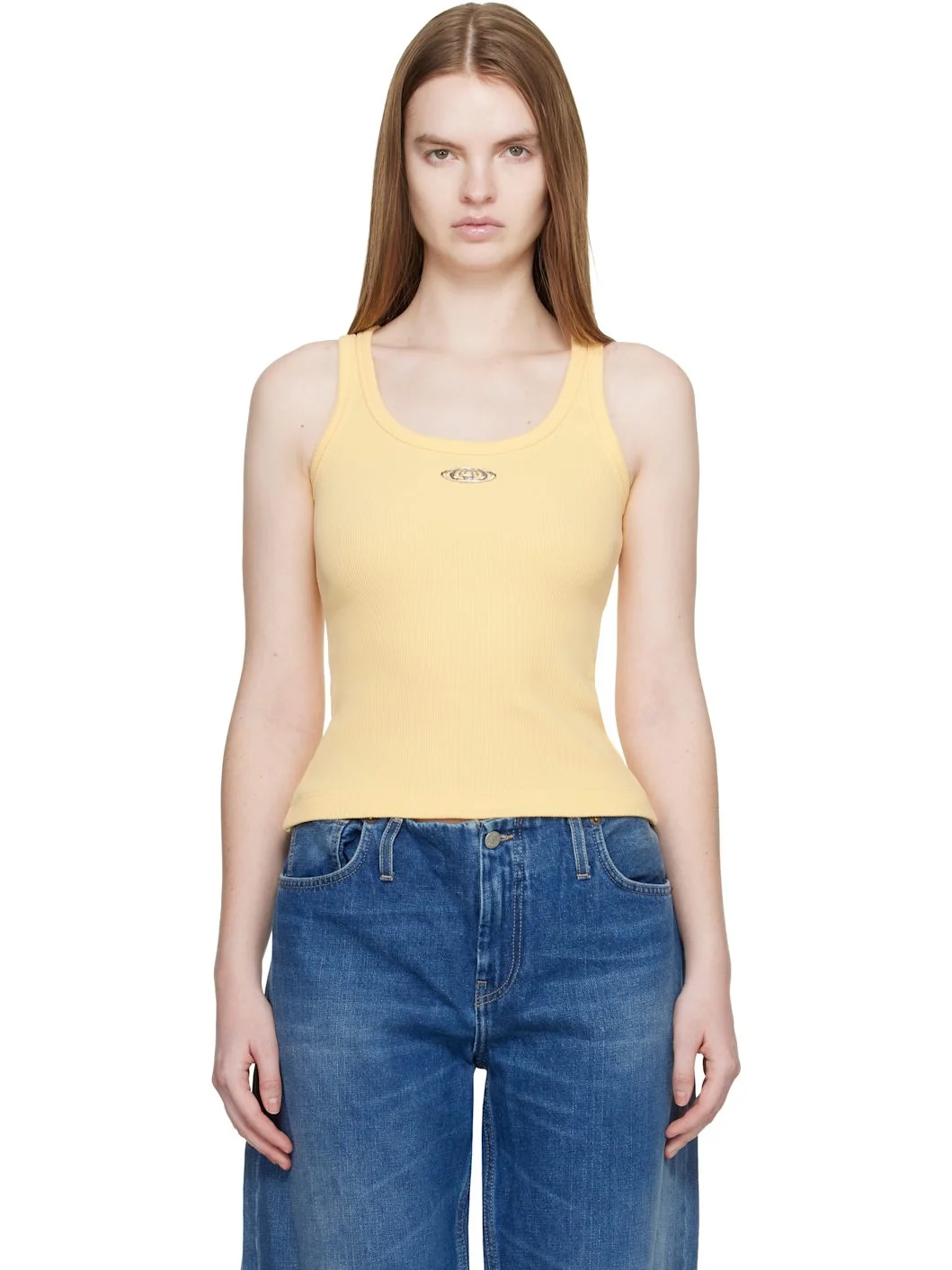Yellow Corrosion Ribbed Tank Top - 1