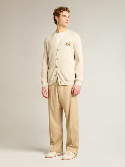 Golden Goose Cardigan in aged white cotton with gold button fastening outlook