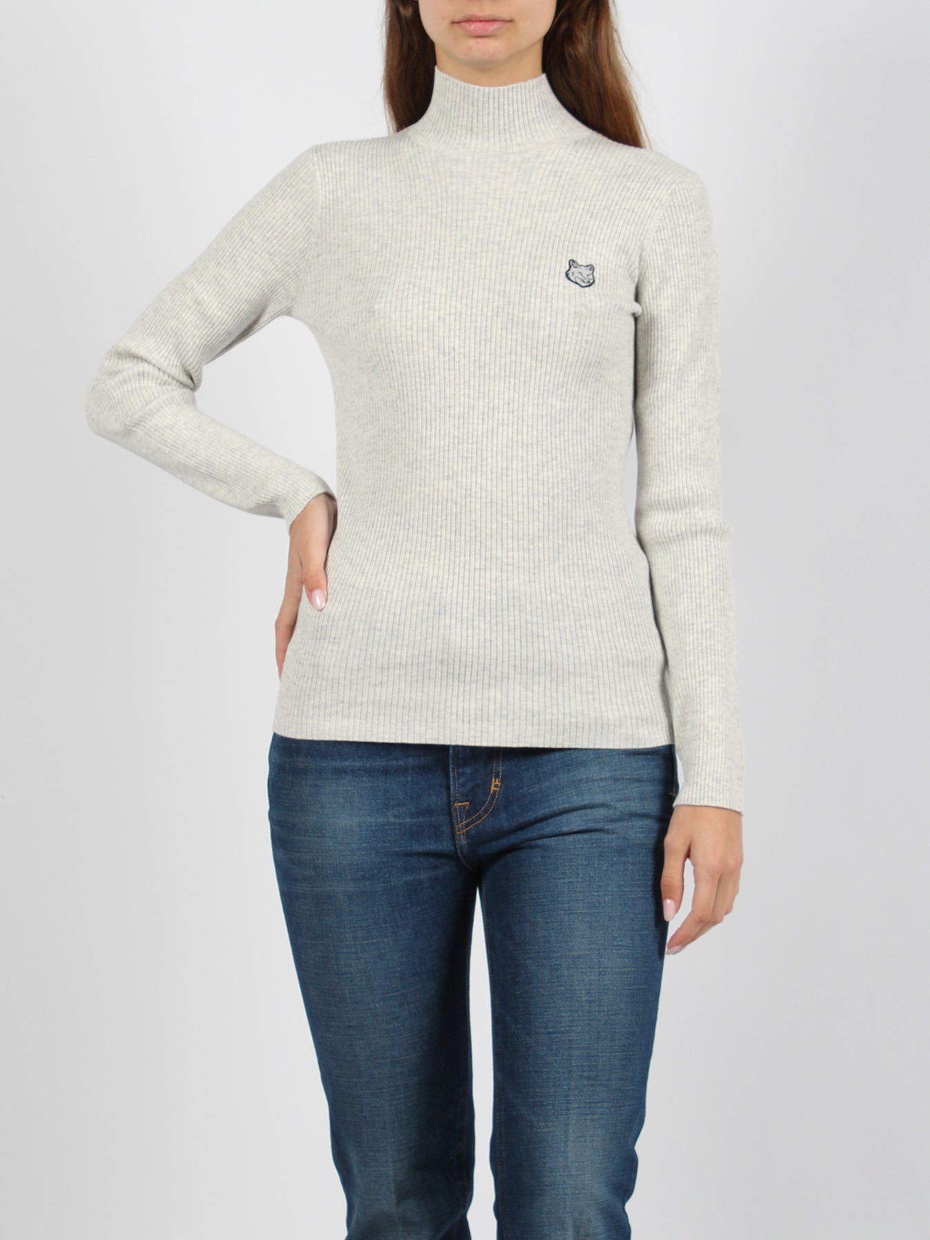 Bold fox head patch fine ribbed turtleneck - 2