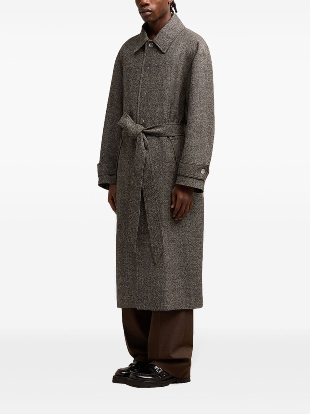 belted single-breasted coat - 3