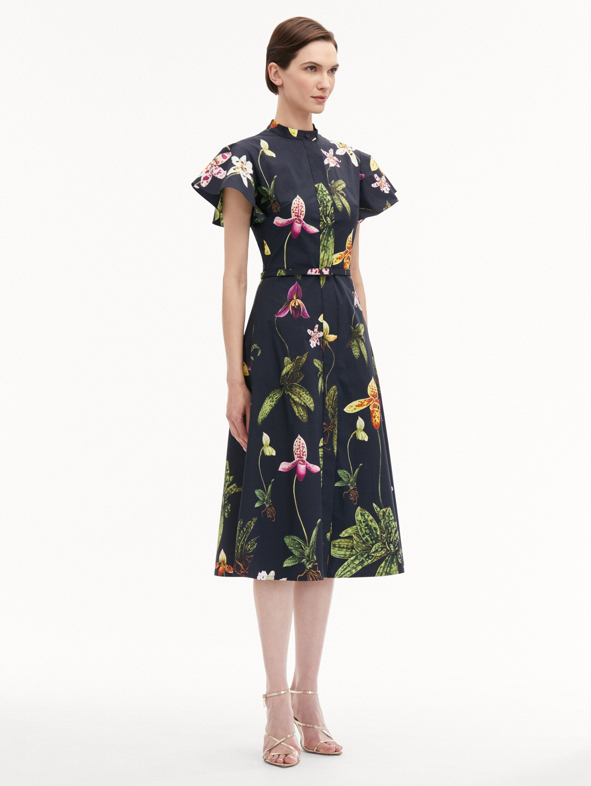 ORCHID COTTON POPLIN SHORT SLEEVE DRESS - 4