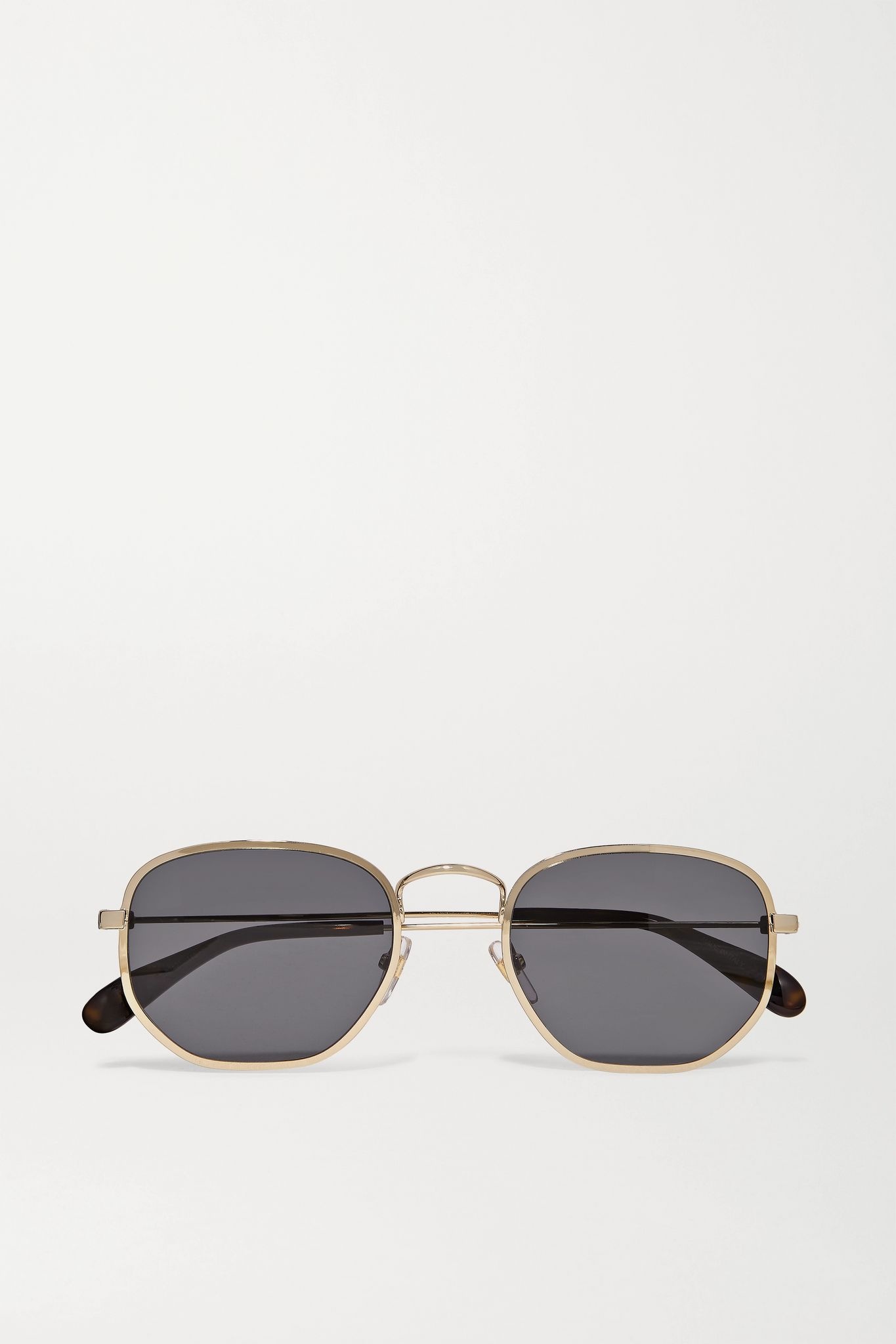 Square-frame gold-tone and tortoiseshell acetate sunglasses - 1